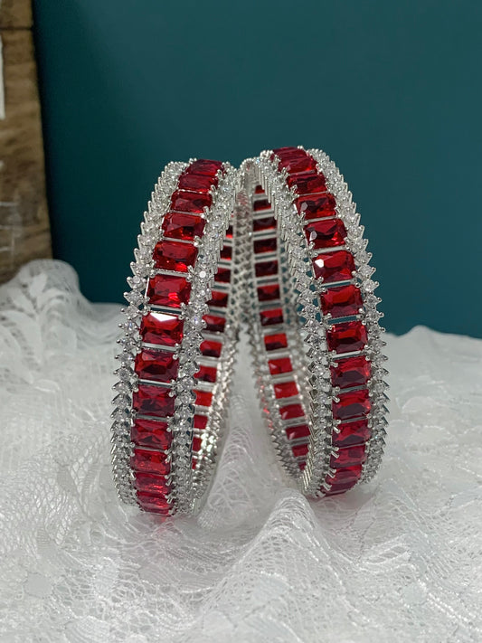 Teddy American diamond bangle in Ruby