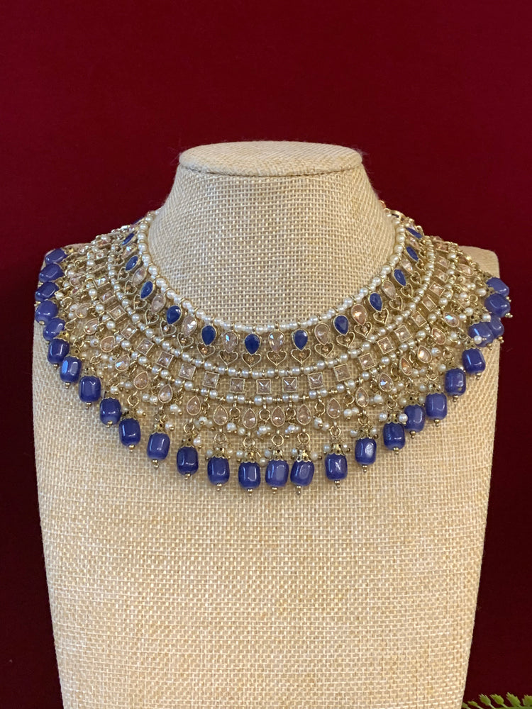 Tylor Reverse polki semi bridal necklace with matching jhumki tikka