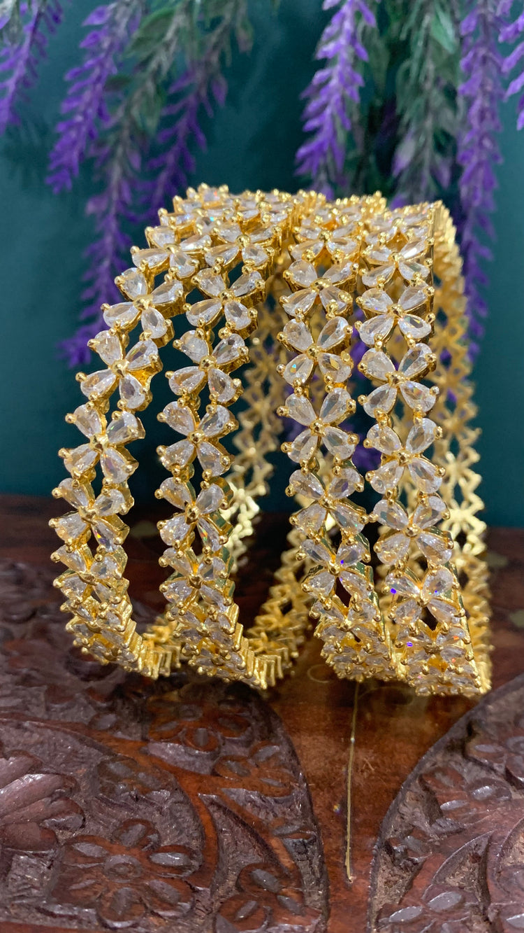 American diamond(AD) cubic zirconia bangles set of 2