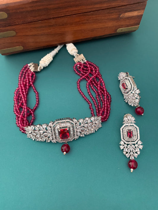 American diamond choker leela Ruby