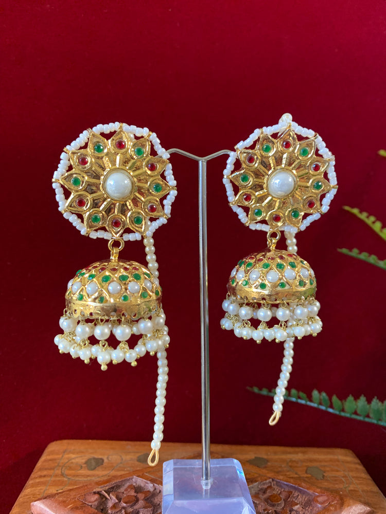 Pakistani thappa kundan / original multani jhumki earring