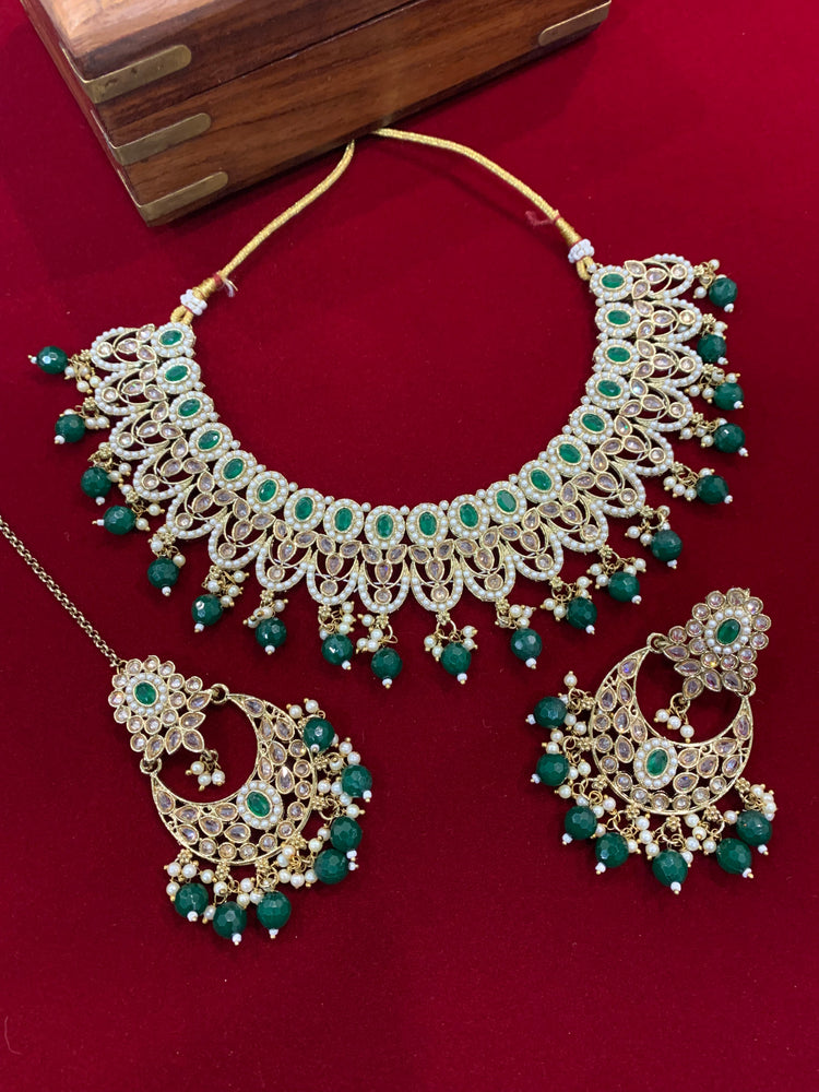 Reverse polki  necklaces Tabu in emerald green