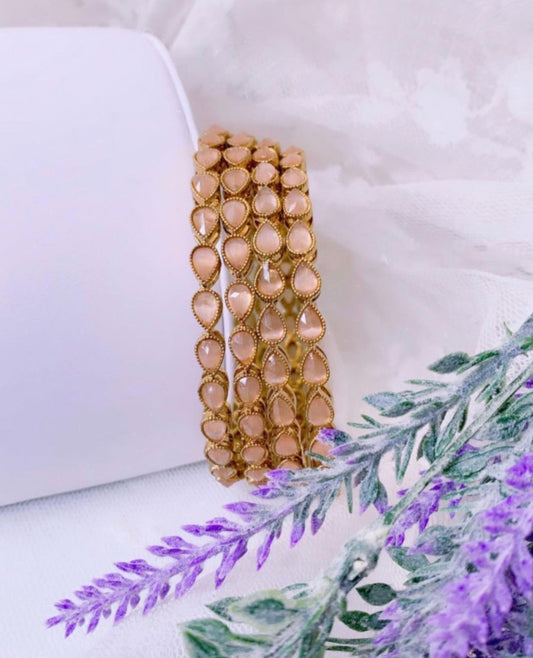 Monalisa polki bangles Zeba in Peach