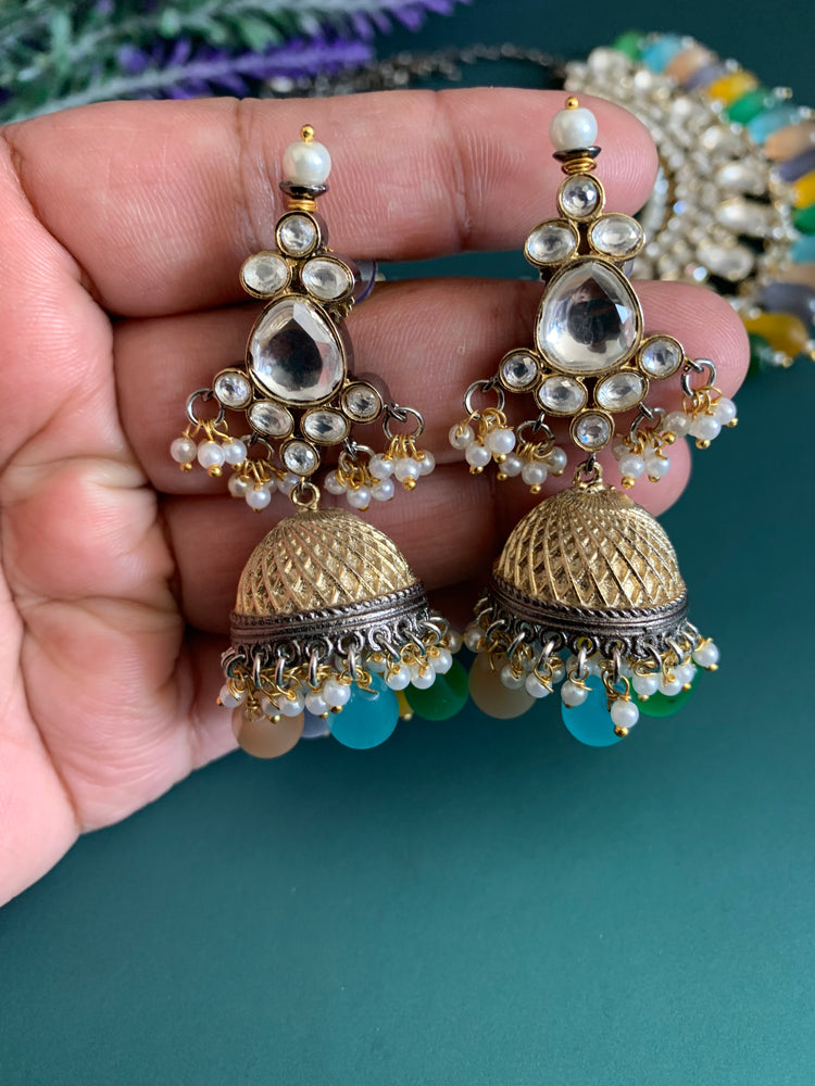 Raven uncut kundan necklace In pastel multi