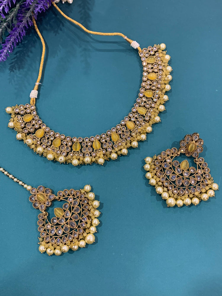 Reverse polki necklace shanon in Yellow