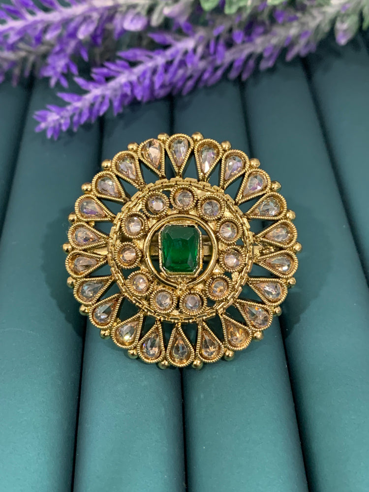 Polki emerald green ring .