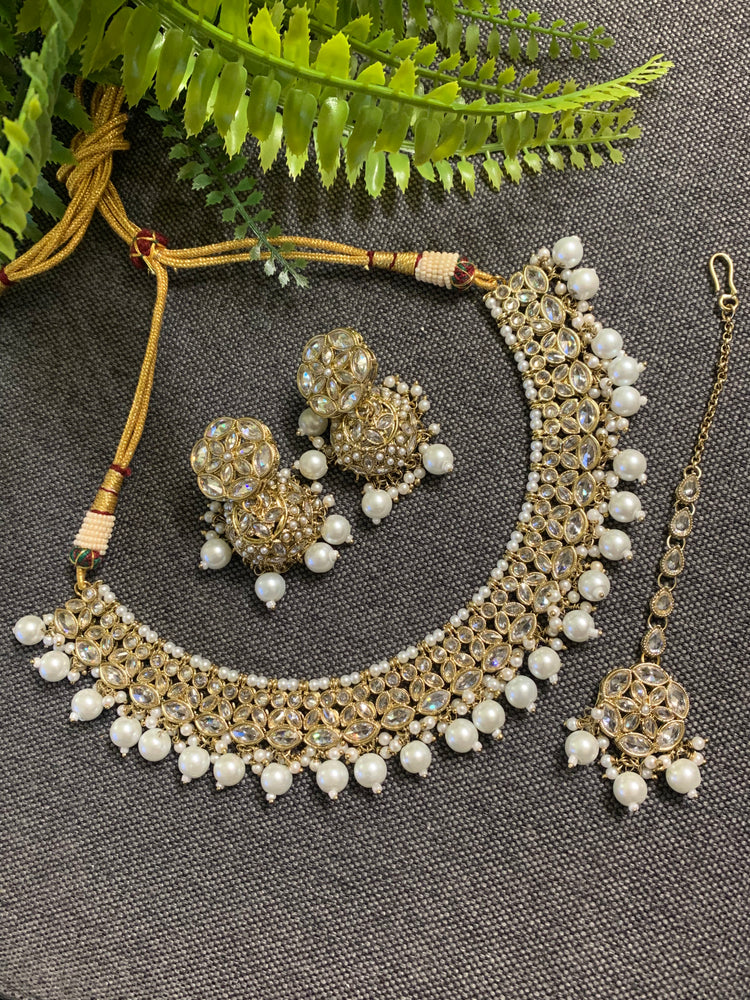 Kavita  reverse polki necklace in antique/Gold