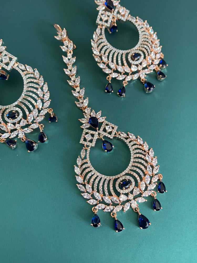 American diamond chandbali with Tikka