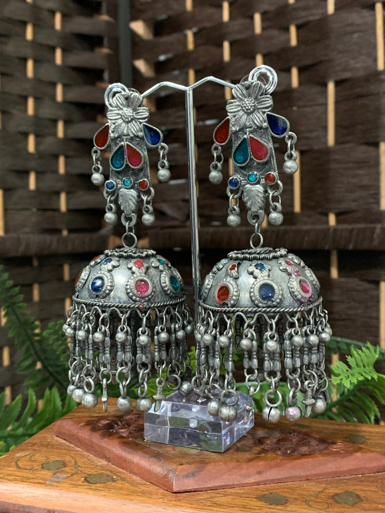 Black metal oxi oversize jhumka