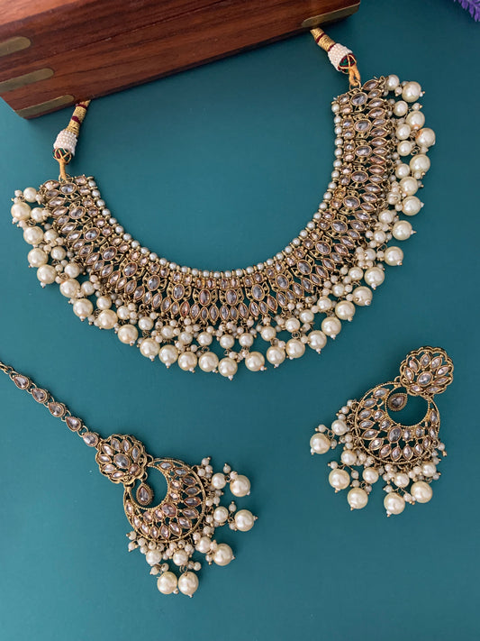 Khusboo polki necklace in antique/Gold