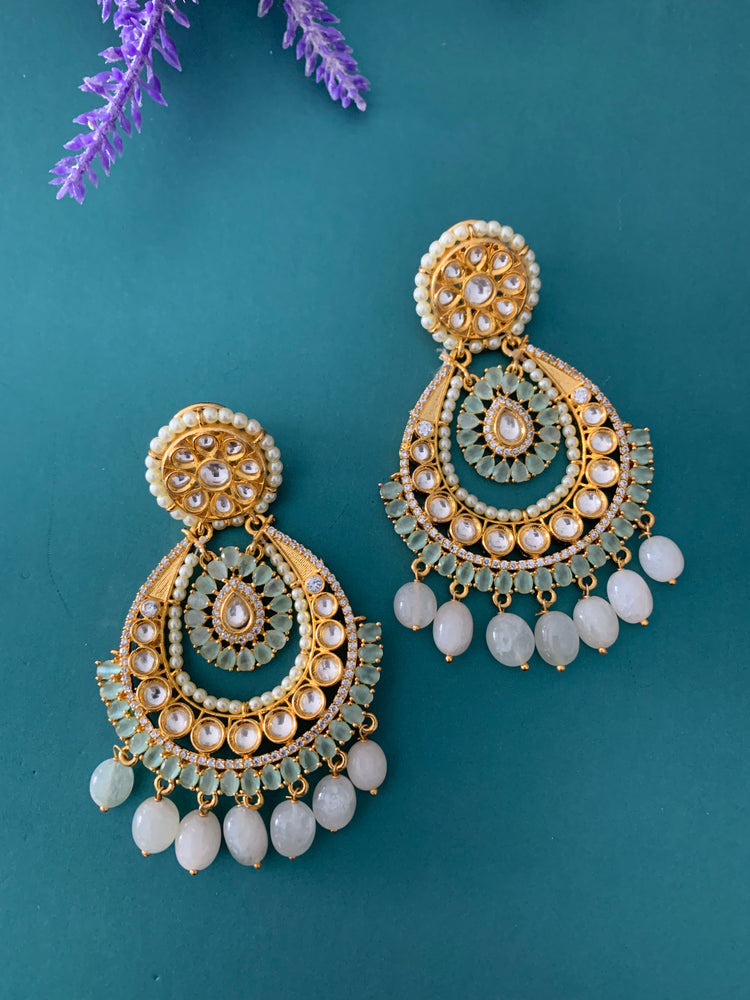 Kundan chandbali earring mint green