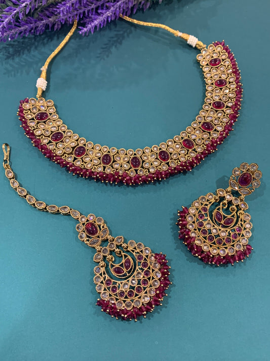 Reverse polki necklaces Tanzi in Ruby