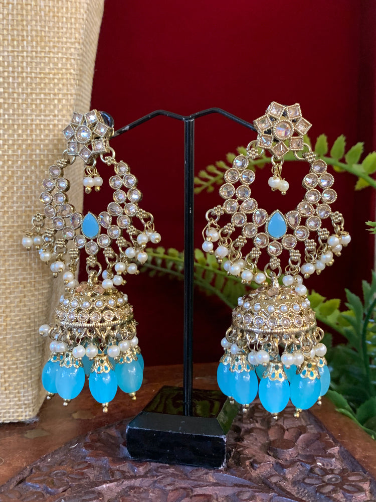 Tylor Reverse polki semi bridal necklace with matching jhumki tikka