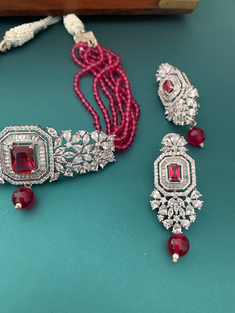 American diamond choker leela Ruby