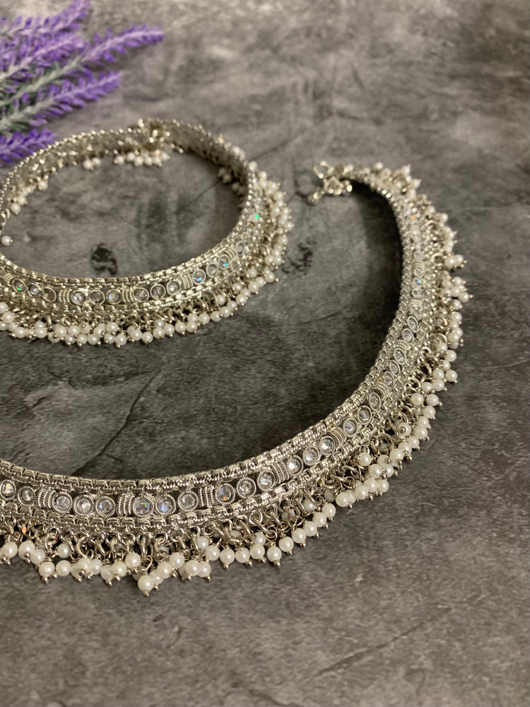 Bridal Antique payal /anklet in silver