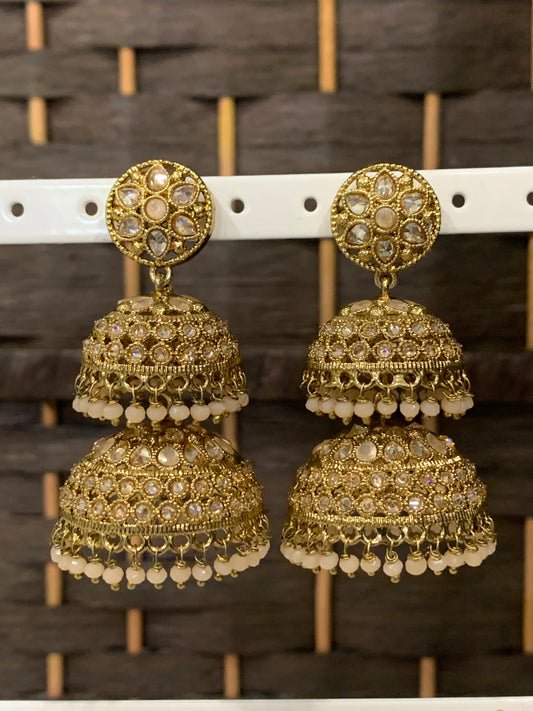 Double layer polki jhumki lazzo