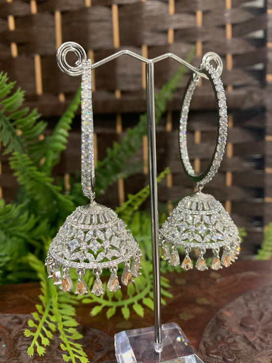 American diamond hoop style jhumki kamala