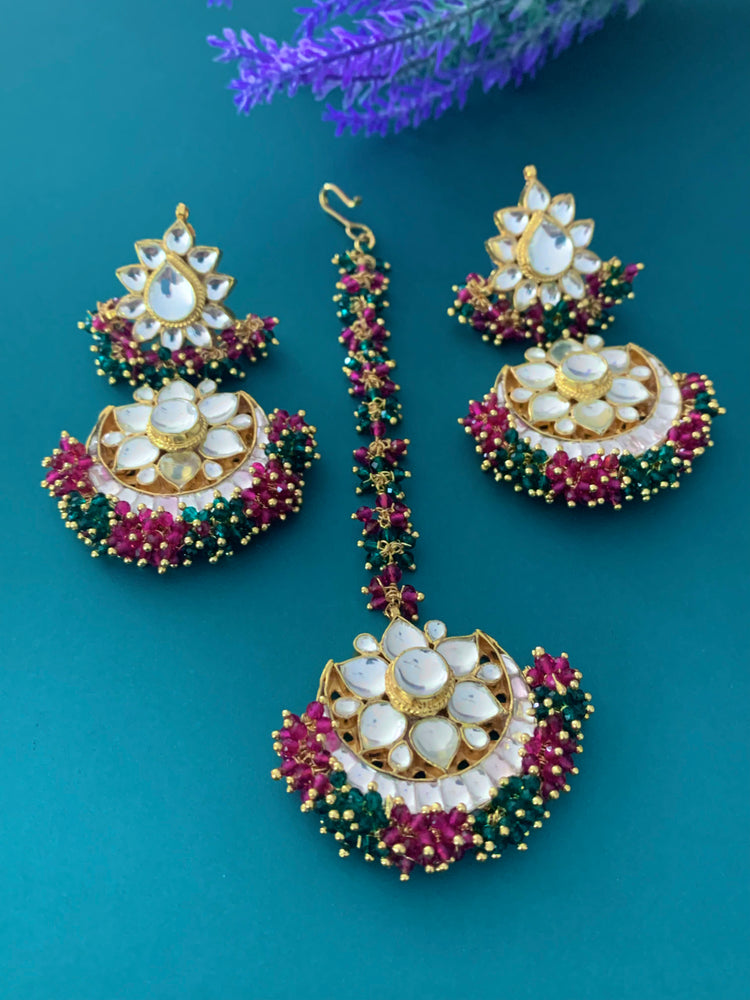 Pachi kundan chandbali tikka set