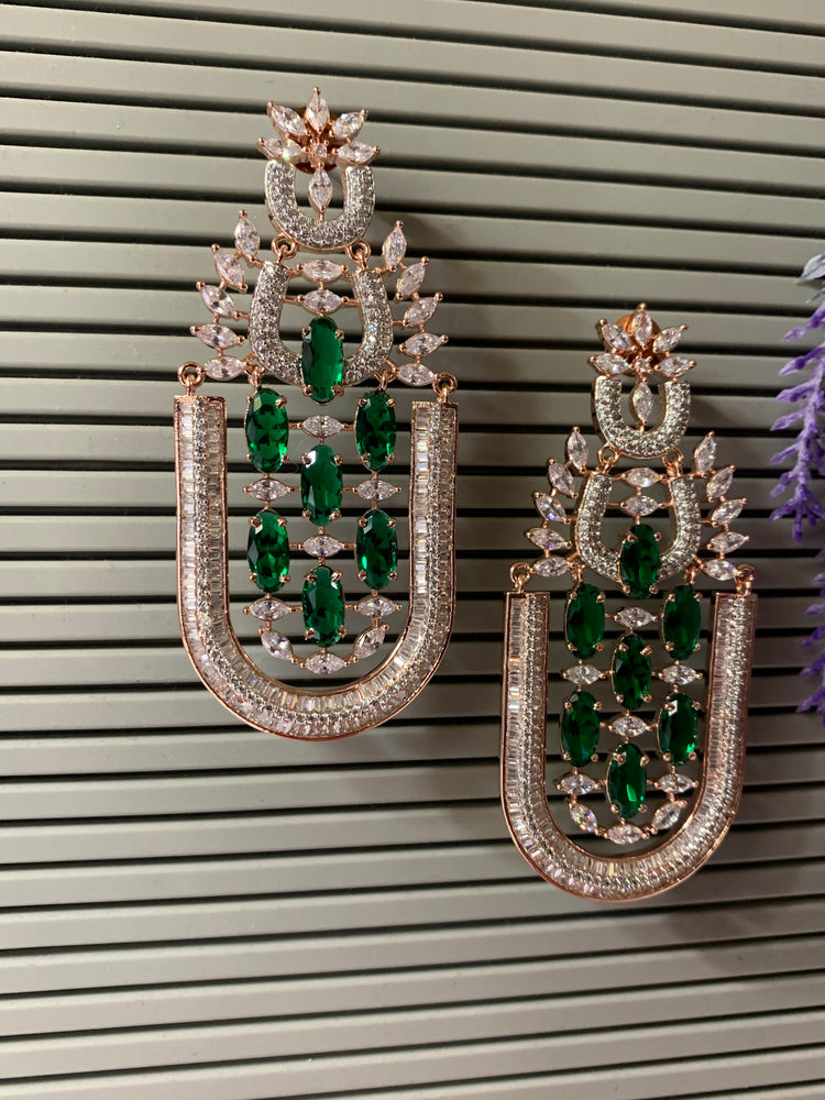 American diamond / AD /CZ earring colored stone details