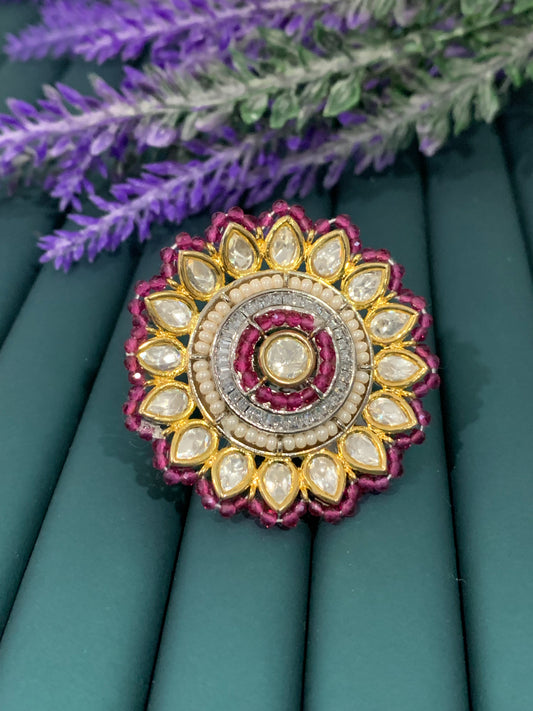 Tyanni kundan ring in ruby