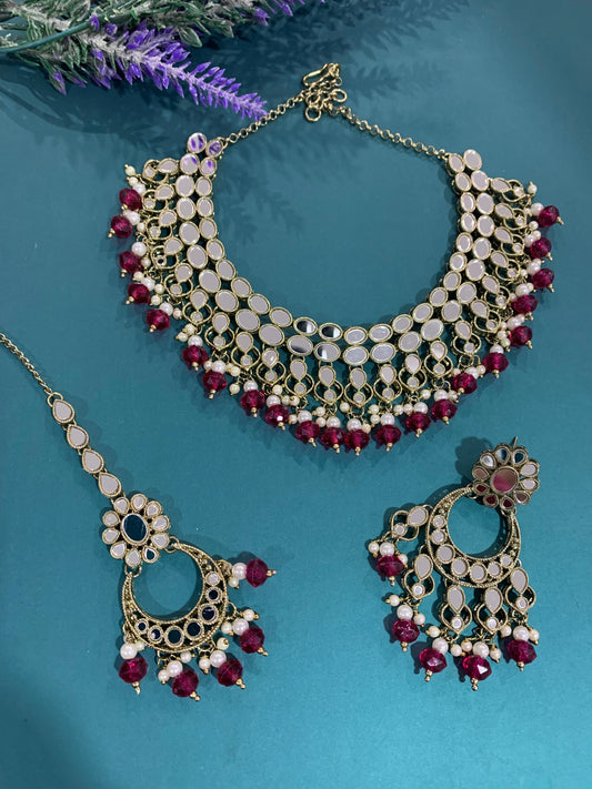 Magenta pink color choker necklace Toni