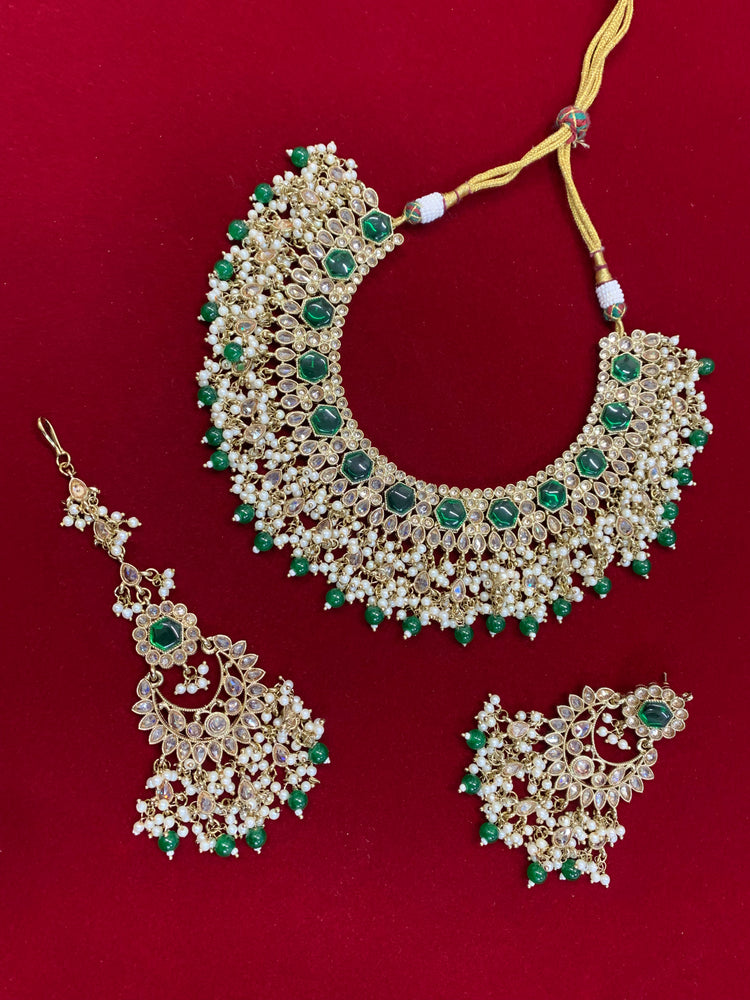 Alphi polki necklace with chandbali