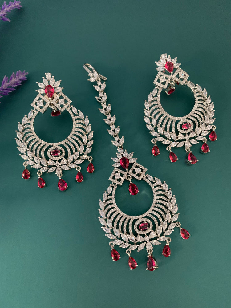 American diamond chandbali with Tikka