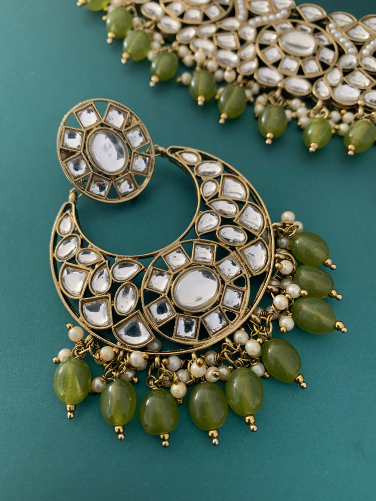 Kundan necklace set Raisa in mahendi green