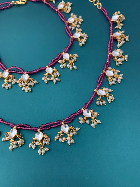 Pachi kundan Anklet ruby red