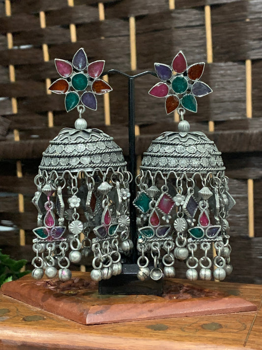 Black metal oxi oversize jhumka