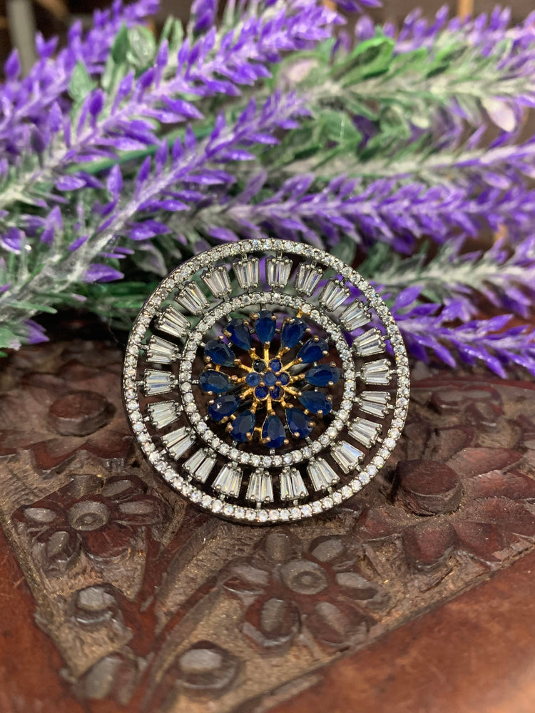 American diamond ring Victorian blue