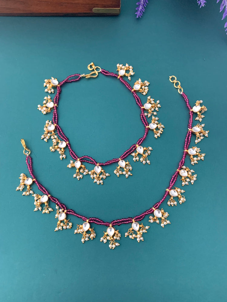 Pachi kundan Anklet ruby red
