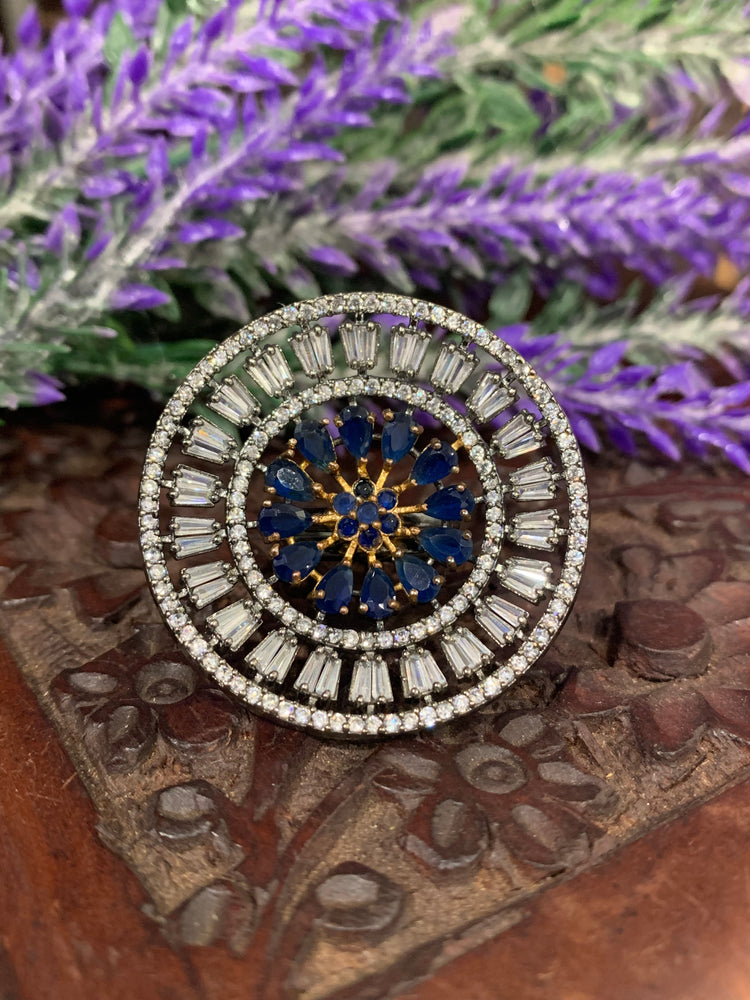 American diamond ring Victorian blue