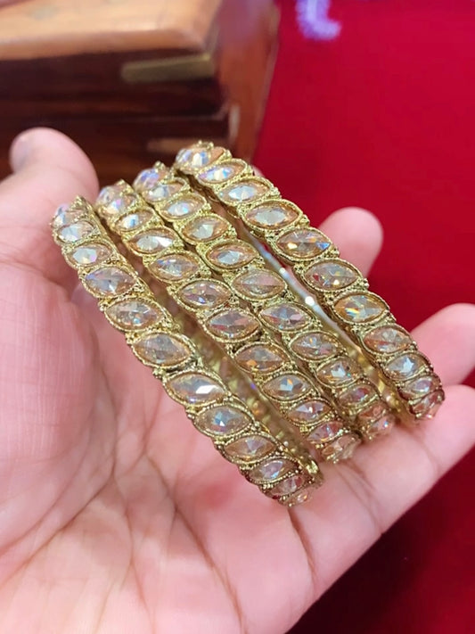 Polki bangle in antique gold set of 4