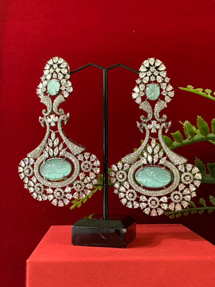 American diamond / AD /CZ earring carved stone details