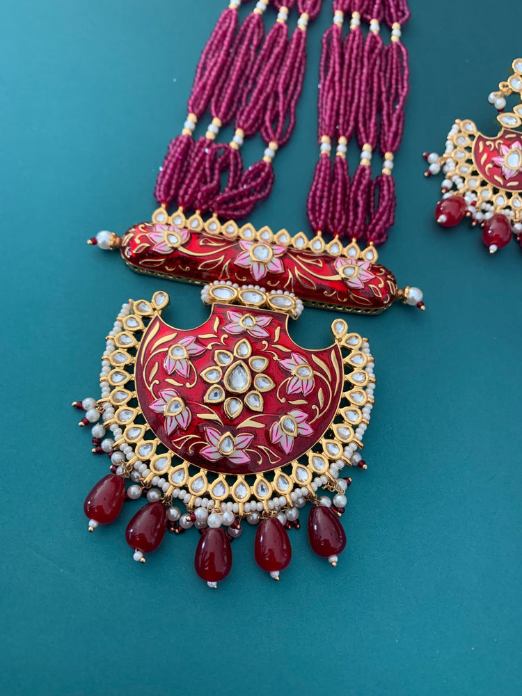 Maroon kundan mala Ella