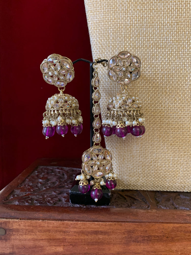 Reverse polki necklace with matching jhumki tikka