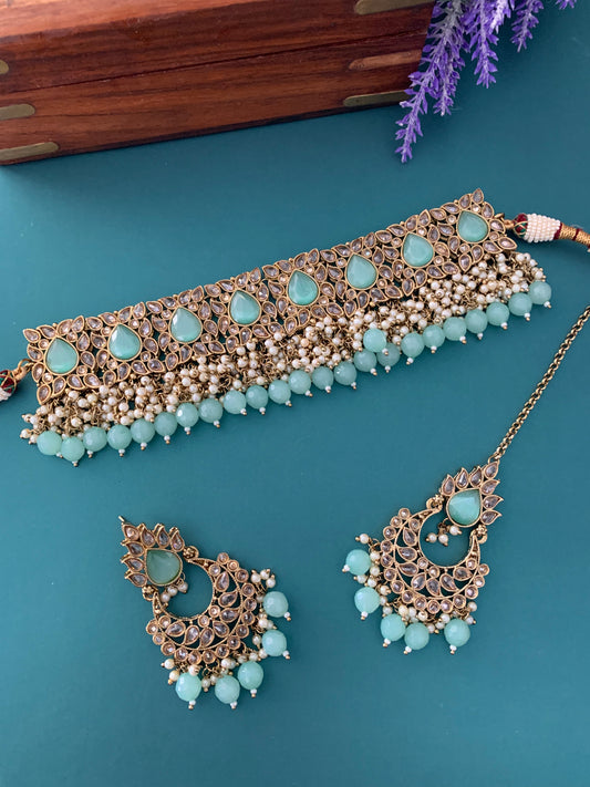 Reverse polki choker kanika