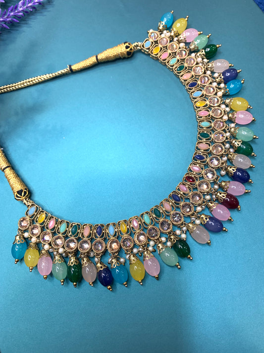 Tanzi polki necklace in multi