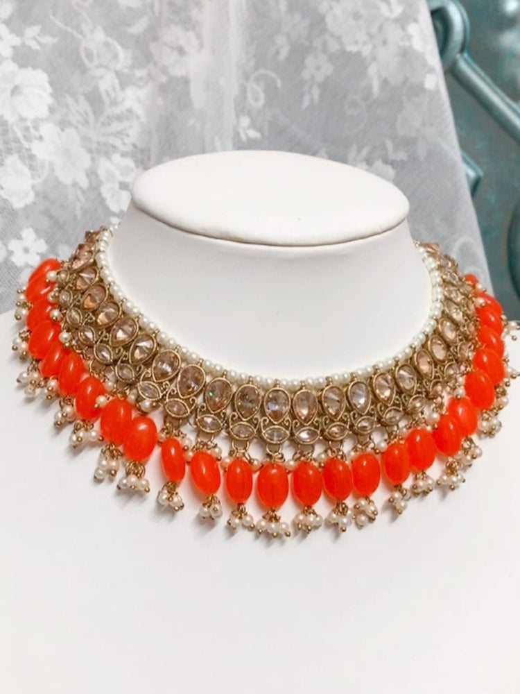Vega deshi polki necklace multi /orange /