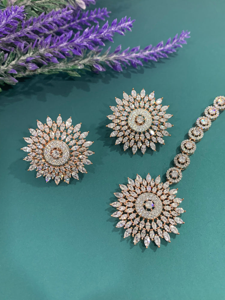 American diamond stud tikka set