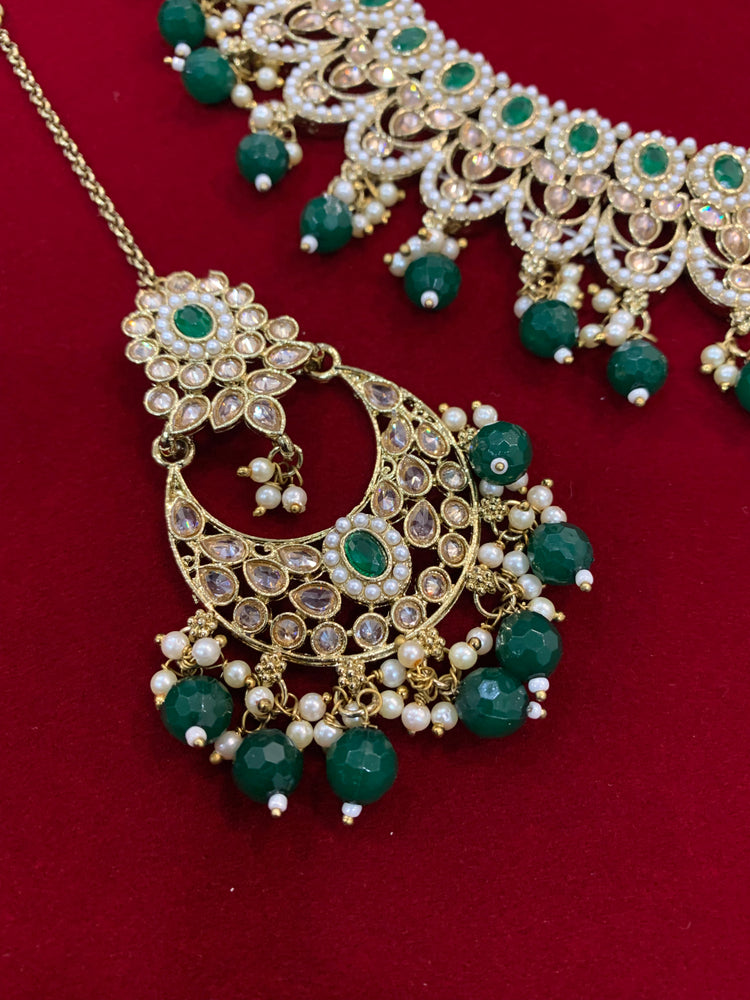 Reverse polki  necklaces Tabu in emerald green