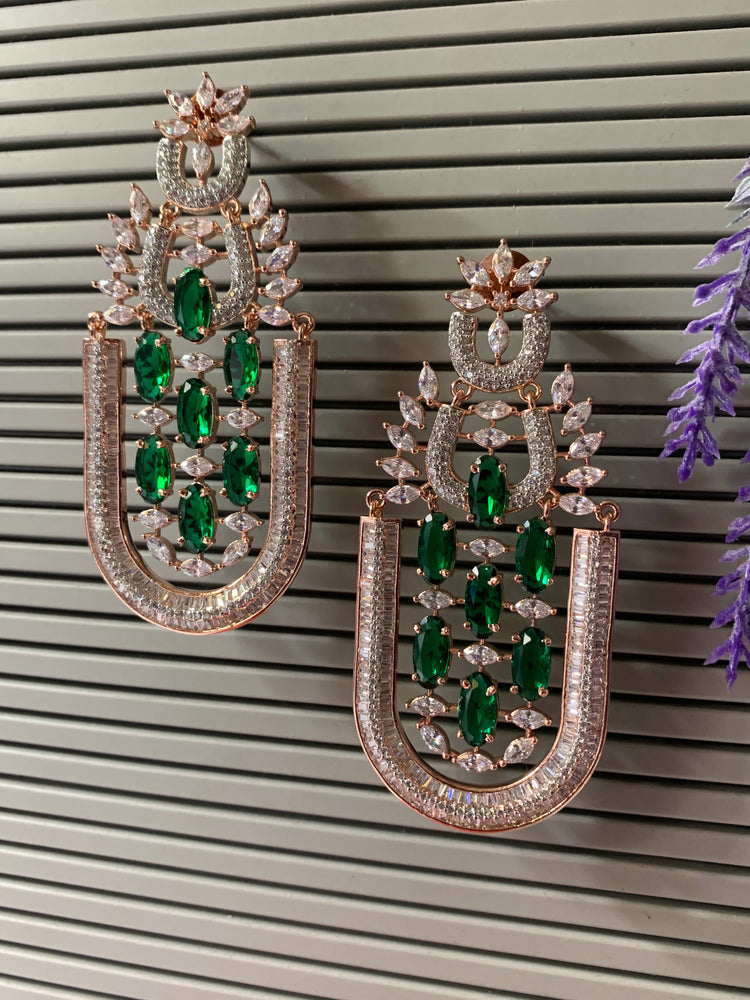 American diamond / AD /CZ earring colored stone details