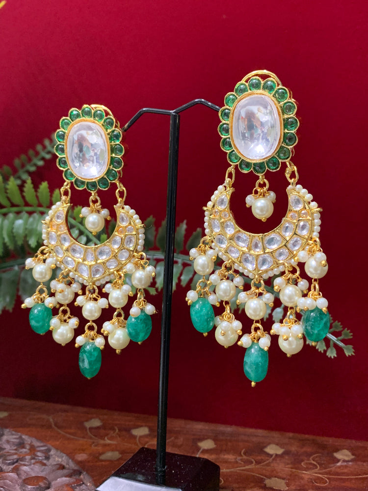 Original tyanni kundan chandbali earring emerald green