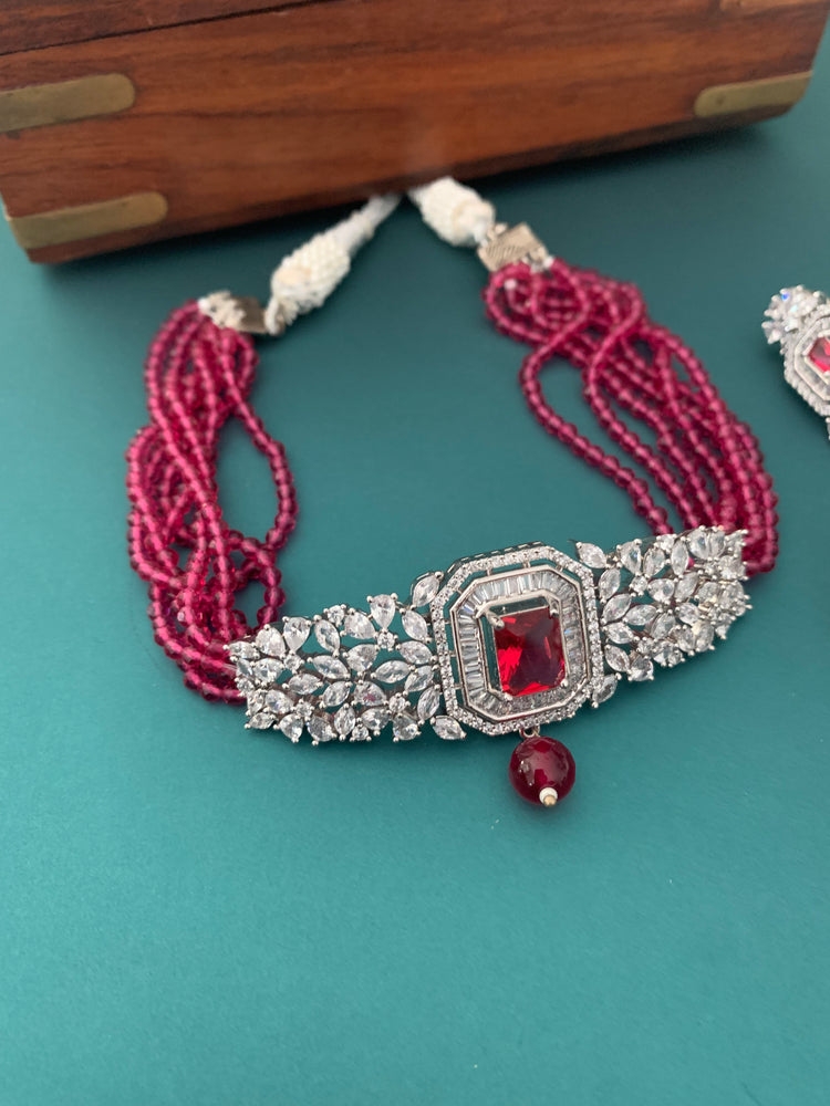 American diamond choker leela Ruby