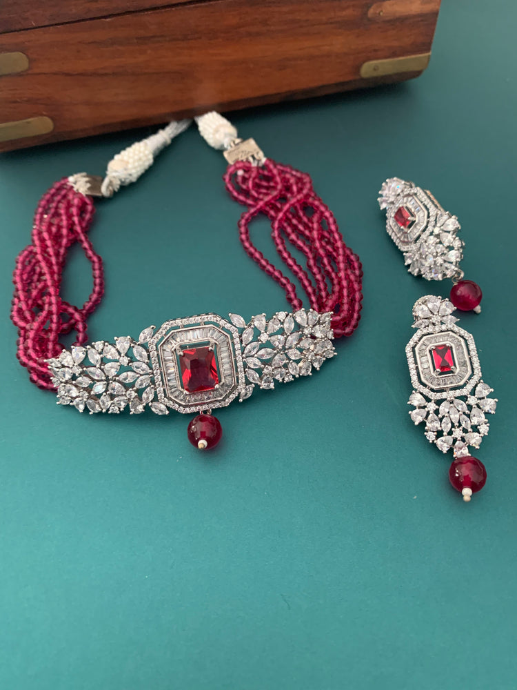 American diamond choker leela Ruby