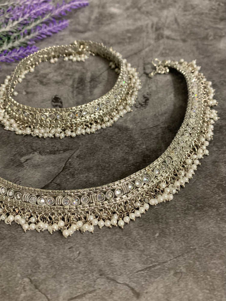 Bridal Antique payal /anklet in silver