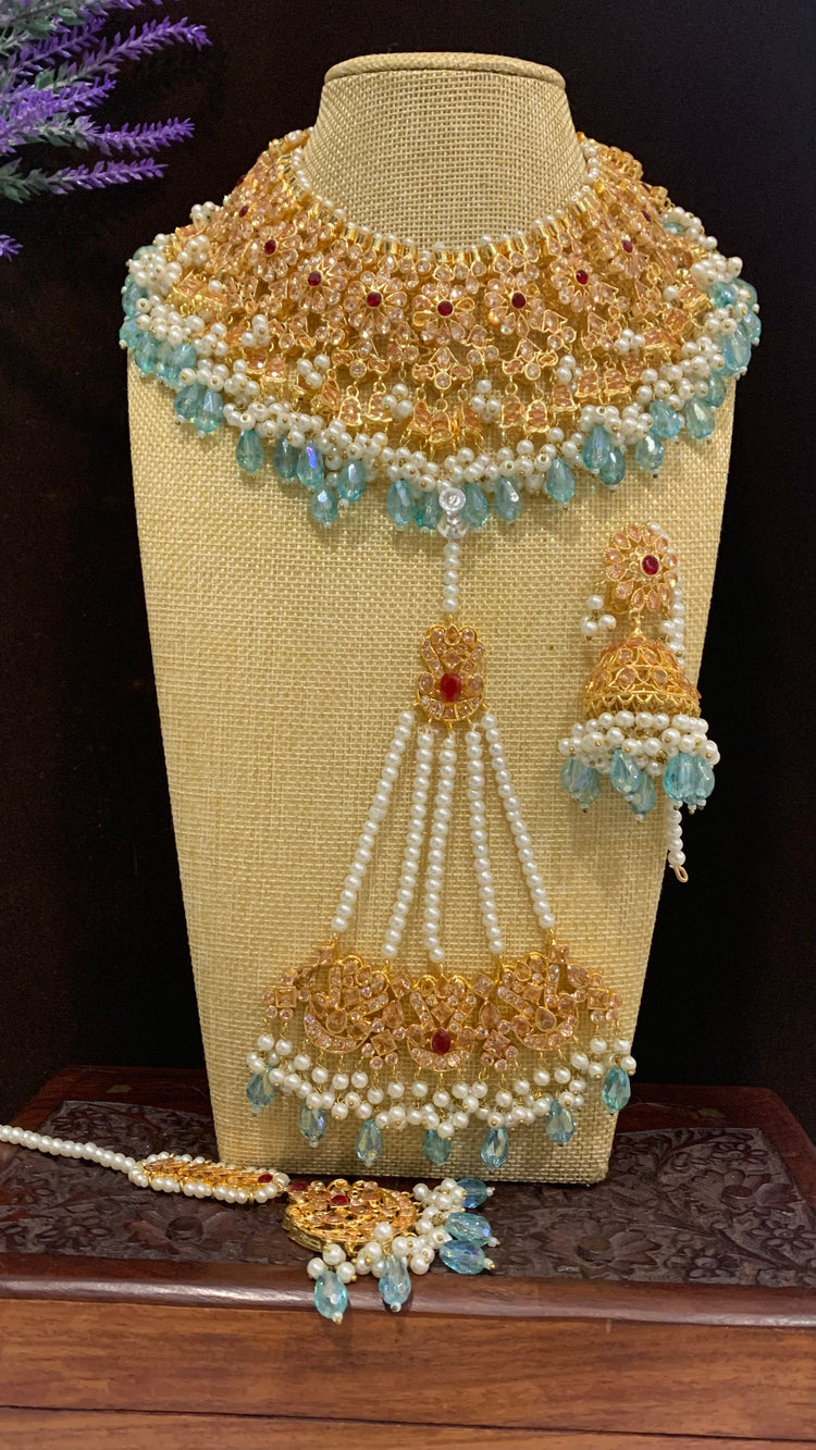 Sky blue zircon bridal set.