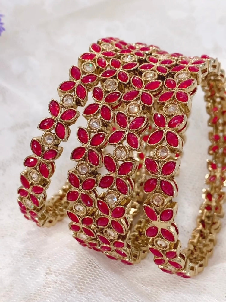 Polki bangle Jasmin in red