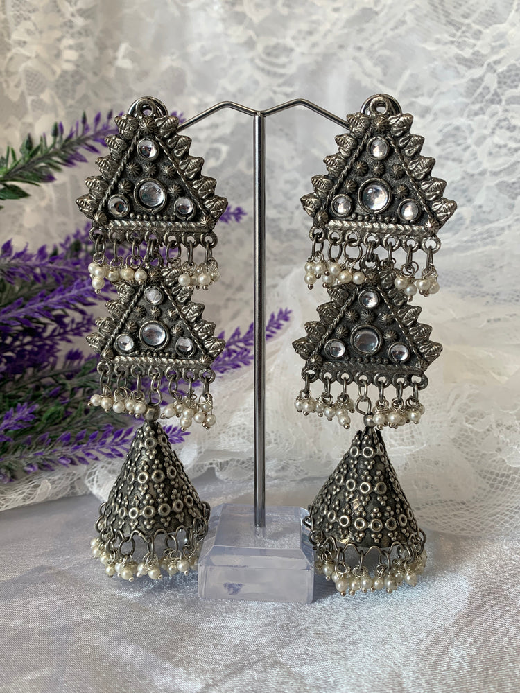 Black metal oxi jhumki earring